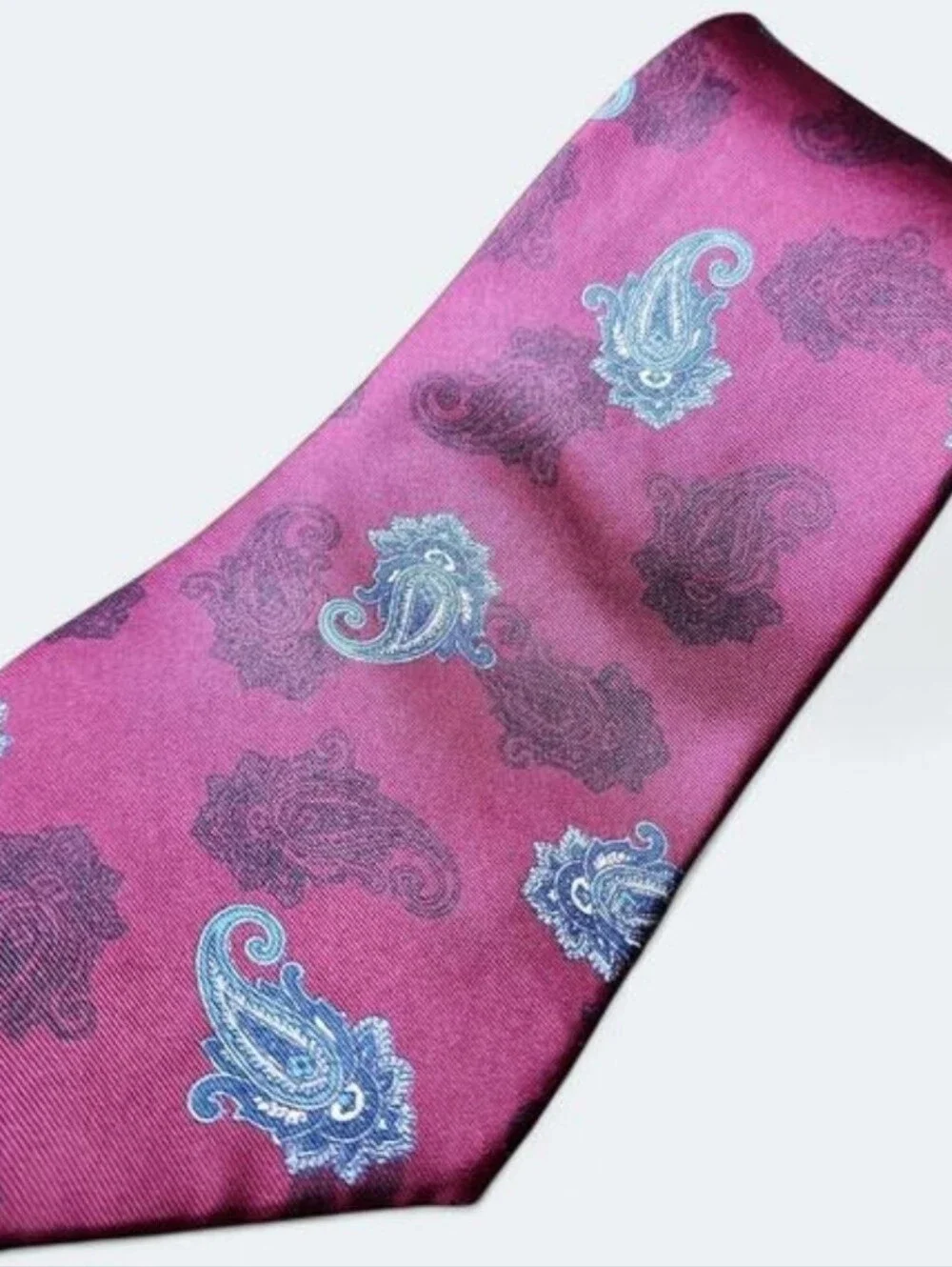 CHRISTIAN DIOR | Paisley Silk Designer Tie Burgundy Blue‎ Italy USA | 57.5